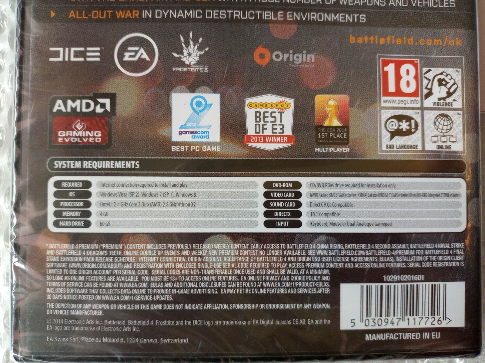 Battlefield 4 Premium Edition PC DVD ROM