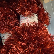 2 Vintage Christmas Tree Tinsel Garland Wynne Italian OSS 15 ft.  ea. RED