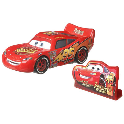 Disney Pixar Cars 1:55 Die Cast - Lightning McQueen with Rusteze Sign