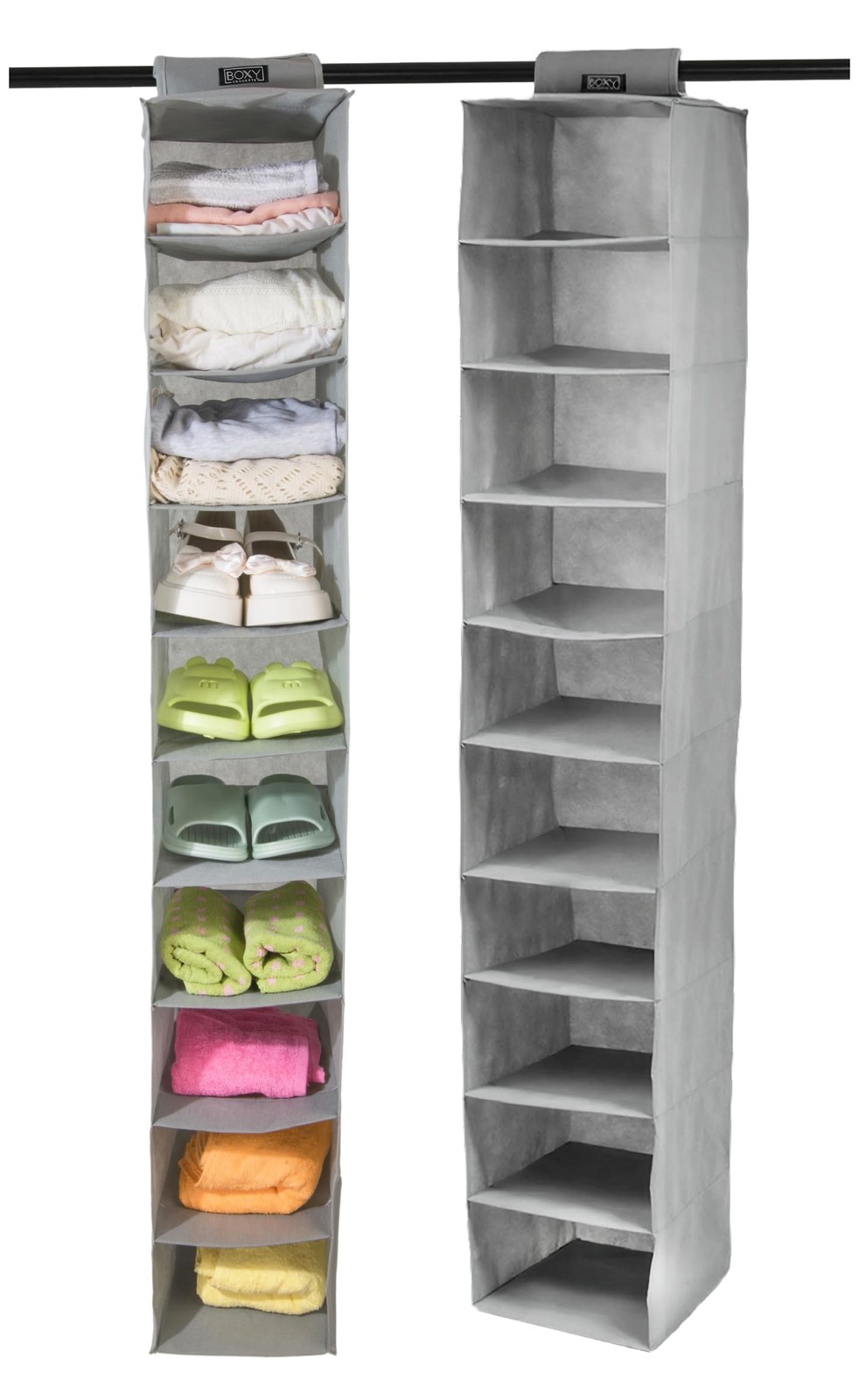 10-Shelf Hanging Closet Organizer for Hats, Towels, Shoes & More
