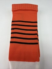 VTG Socks 90s NOS 20" Football Striped Orange Black 10-13 Soccer Acrylic USA 80s