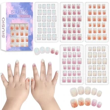 120Pcs 5 Pack Press on Nails kids Children Acrylic Fake Nails Cute Pre-glue F...