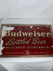 Vintage Rare Budweiser Bottled Beer Reverse Glass Sign Gold Foil 14"x8½" Unframe