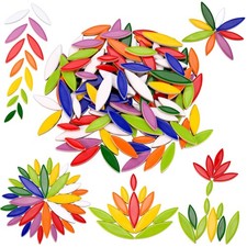 Petal Mosaic Tiles for Crafts, 500g Flower Leaf Ceramic Mosaic Tiles Pieces f...