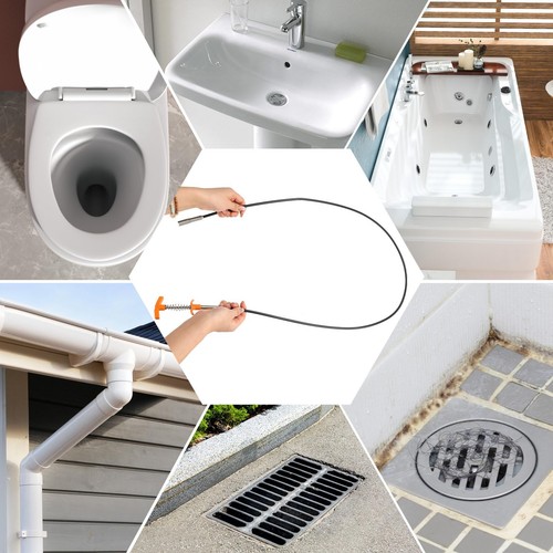 61 Inch Drain Snake Hair Drain Clog Remover Tool, Flexible Sink Snake Drain C... - Picture 4 of 9