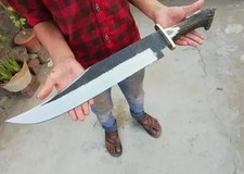 Custom Handmade Carbon Steel Stag Antler Handle Large Bowie Knife Big Bowie
