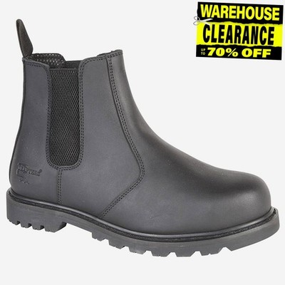 Grafters Glendale Herren Leder Arbeit Alltag Slipper Stahlkappe Schwarz Eu