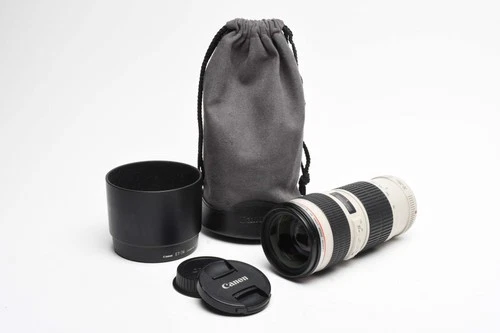 Canon EF 70-200mm f4L USM zoom lens, caps, hood, pouch, Great!