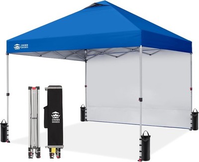 10x10 Pop Up Canopy W/ 1 Side Wall Beach Tent W/ One Push Setup Outdoor Sun Hot
