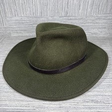 Scala Four Seasons Felt Wool Hat Outback Brown Size Large Leather Decor