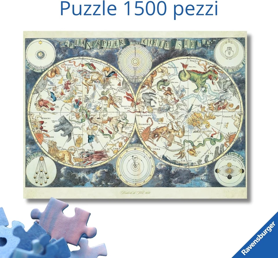 Ravensburger Puzzle 1500 Pz Mappa Del Mondo Di Animali Fantastici 33545 - Immagine 2 di 2