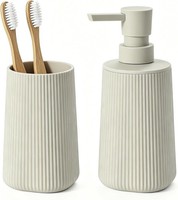 Badezimmer-Accessoire-Set 2-Teilig Seifenspender 250Ml Zahnputzbecher Beige