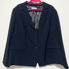 Tahari Womens Maren Blazer Jacket 24 Navy Professional Corporate Career Office