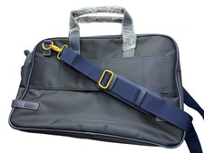 New NWT MARTELL Cognac Bowler Bag, Travel Overnight. Dark Blue Navy Gold