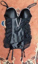 Victoria's Secret NWT 36C GARTER SLIP UNDERWIRE Black With Crystals