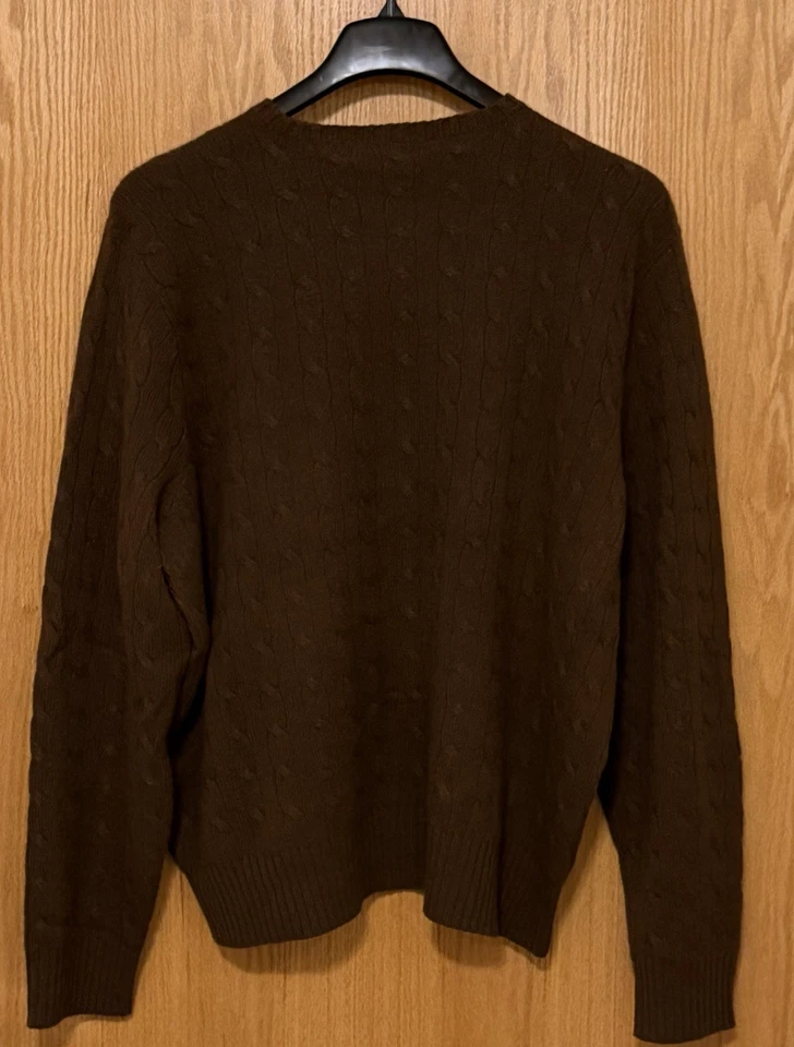 Suéter Polo Ralph Lauren 100% Cachemira Cable Marrón $397 NUEVO CON ETIQUETAS TALLA XXL Foto 2 de 4