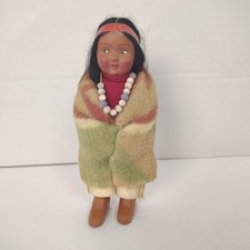 Vintage  Bully Good  Skookum Indian Doll   Wool Blanket, Beaded Necklace, 1950s
