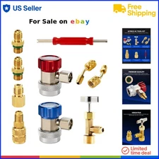 AC Adapter Tool Kit 8-Piece Refrigerant Conversion Fittings Auto HVAC Repair