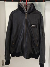 Alpha Industries Herren Bomberjacke Leder sch...