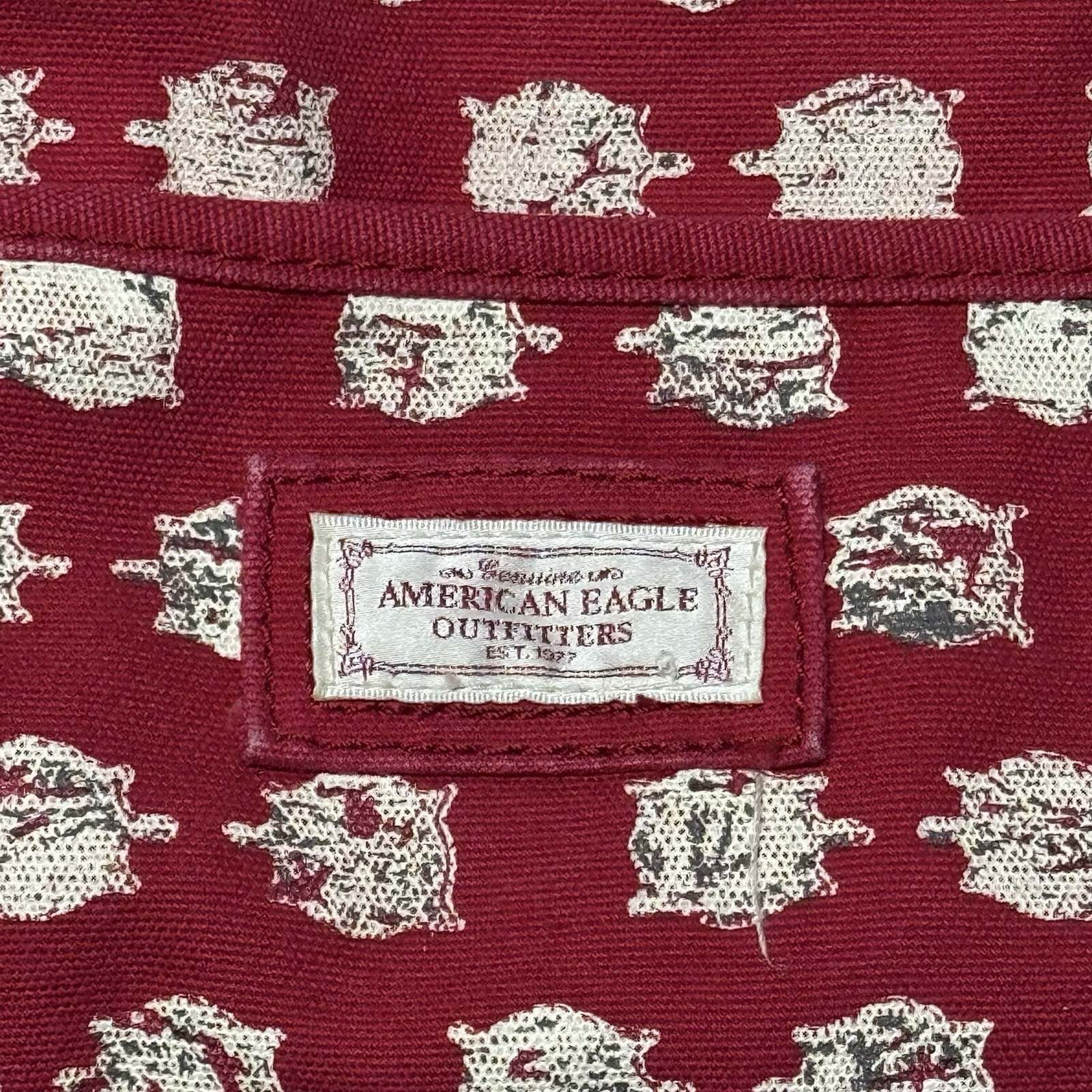 American Eagle Large Red Turtle Print Weekender B… - image 3