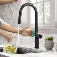 Modern Matte Black Pull-Down Kitchen Faucet with Touch Control - Oletto KTF-3101