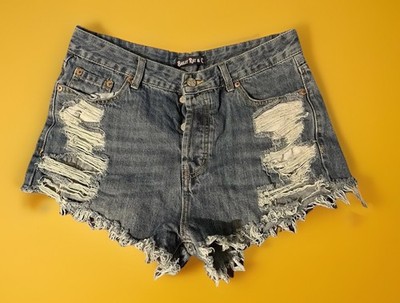 Bailey Ray & Co. Distressed Denim Shorts Blue Women s Size 14 Button Fly
