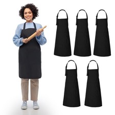 RAJRANG Black Apron Chef for Men and Women with Pockets Cotton Kitchen Cookin...