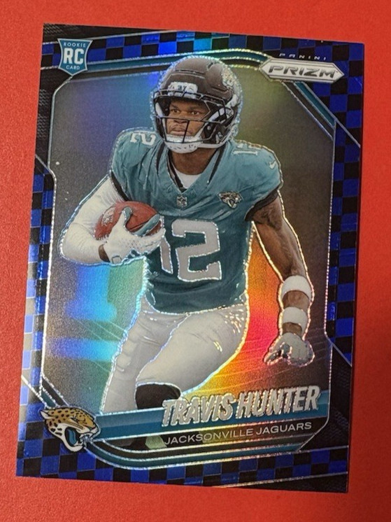 Travis Hunter Rookie Black Blue Checker Board 2025 Prizm 301 Prism Refractor RC