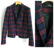 ZARA TRAFALUC WOMEN'S CHECKED BLAZER JACKET Sz-M