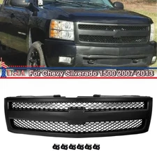 For 2007-2013 Chevy Silverado 1500 Front Grille Mesh Grill Assembly Matte Black