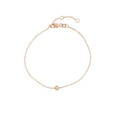 Verstellbares Armband 0,03 kt Diamantschliff Perlen Echt 14 K Weißgold bis 7,25 Zoll