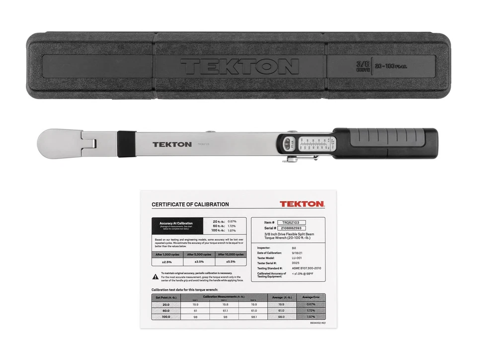 Llave dinamométrica TEKTON 3/8 pulgadas accionamiento 72 dientes haz dividido 20-100 ft.-lb. | TRQ6... Foto 2 de 4