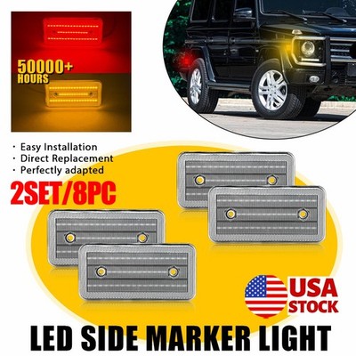 8x LED Side Marker Lights For Mercedes-Benz G-Class Wagon W463 99-14 Amber Red