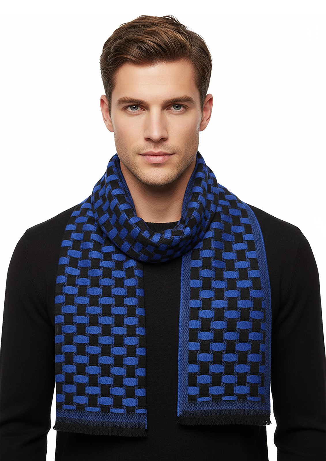 Мягкий роскошный шарф с голубой бахромой от Lanvin из 100 шерсти 21890₽