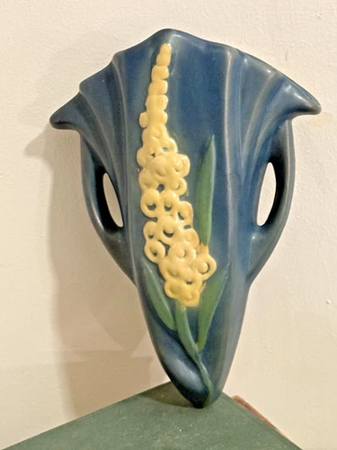 Roseville Foxglove WALL POCKET  1292-8"  Dark Blue