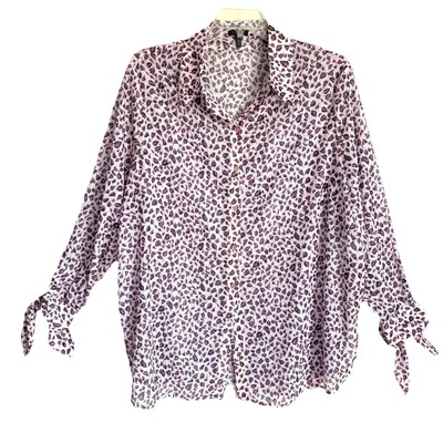 ESCADA 100% Silk Sheer Floral Button Up Blouse Top Size 44 US 14