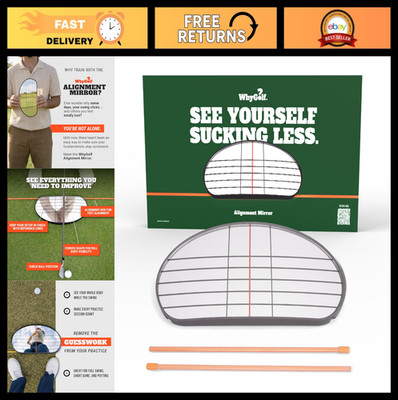 Portable Golf Alignment Mirror with 2 Rods - Swing & Putting Training Aid Tool