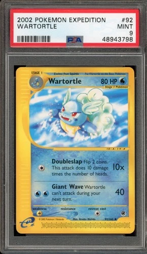 Pokemon Wartortle Expedition #92 PSA 9 Mint
