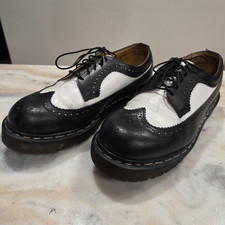 Rare Dr. Martens Men s Black/White Wingtip Brogue Lace-Up Leather Shoes US 10