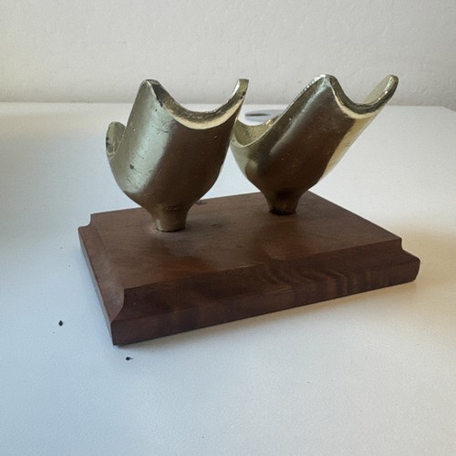 Vintage RARE DUNHILL brass Double Metal PIPE STAND 3" tall wood base - Picture 3 of 6