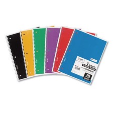 Spiral Notebook, 6 Pack, 1 Subject, College Ruled Paper, 7-1/2" x 10-1/2", 70...