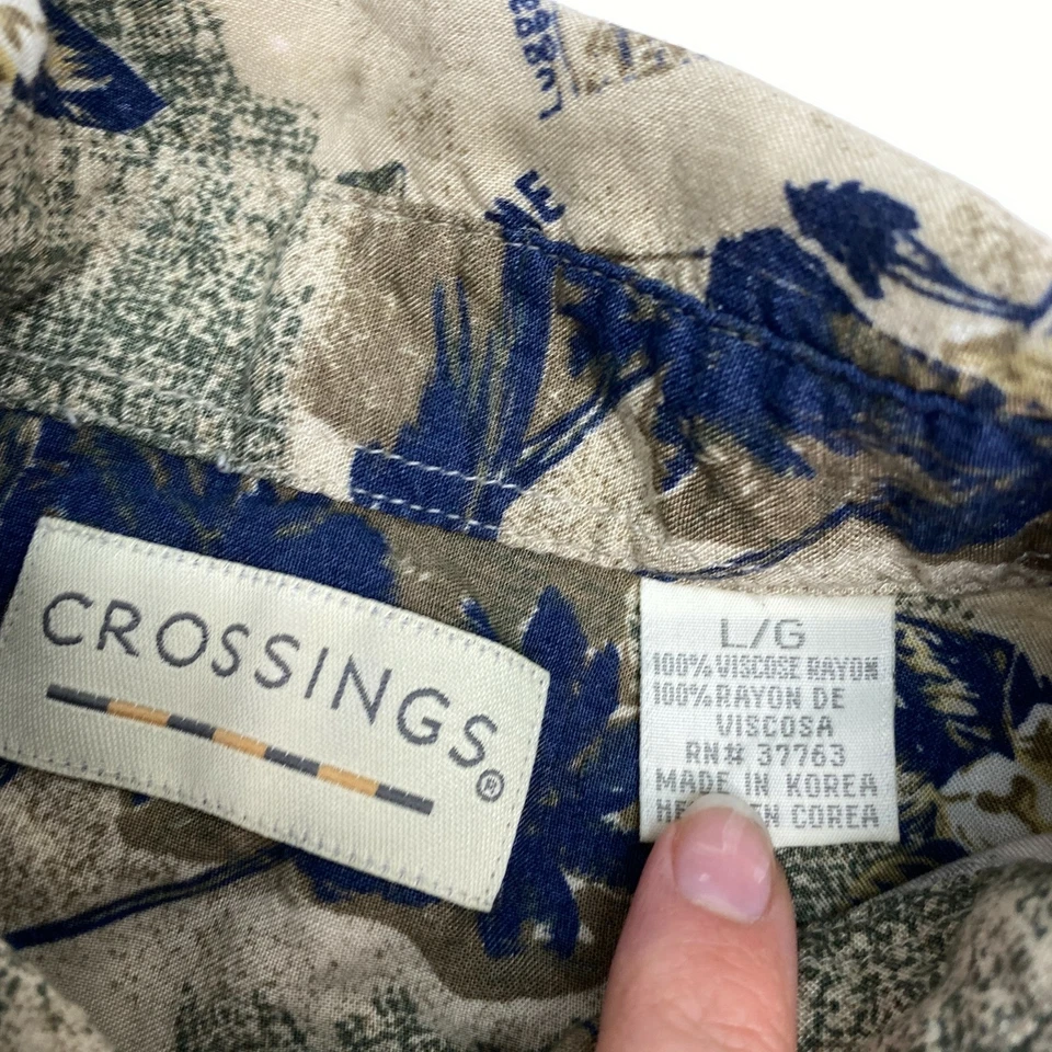 Camisa Crossings Abotonada Para Hombre Grande Manga Corta Estampado Floral Viscosa Rayón Foto 2 de 4