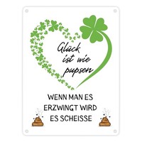KleebläTter Metallschild In 15X20 Cm Mit Spruch GlüCk Ist Unerzwingbar