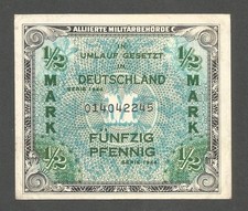 Germany 50 Pfennig; 1944; AU, P-191a, BNB-B601a; US print; AMC; WWII