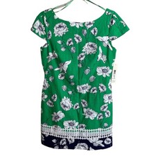 NWT Eliza J Short Dress – Back V-Neck – Green White Floral – Size 6