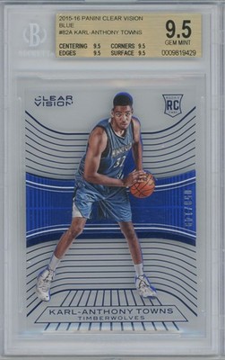 Karl-Anthony Towns (RC) - 2015-16 Panini Clear Vision #82 Blue 58/149 BGS 9.5
