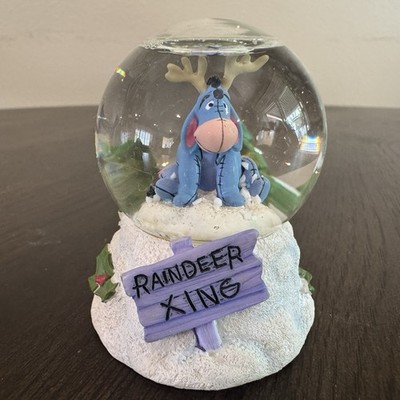 Eeyore Reindeer Winnie the Pooh Mini Christmas Snow Globe,  Disney Disneyland 