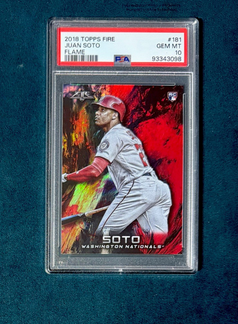 2018 Topps Fire Juan Soto FLAME SP RC Red Foil GEM MT 10 #181 SP