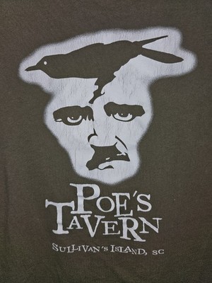 Poes Tavern Sullivans Island South Carolina Small Mens Green Graphic Logo Tshirt