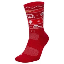NIKE Youth Elite Basketball Crew Socks Small 3Y-5Y Gym Red Christmas Edition